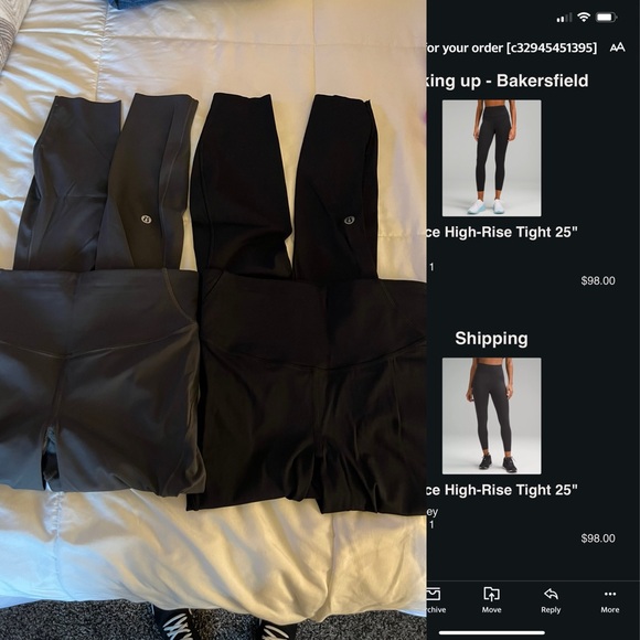 Lululemon Black and Gray Leggings (2) - Main Image